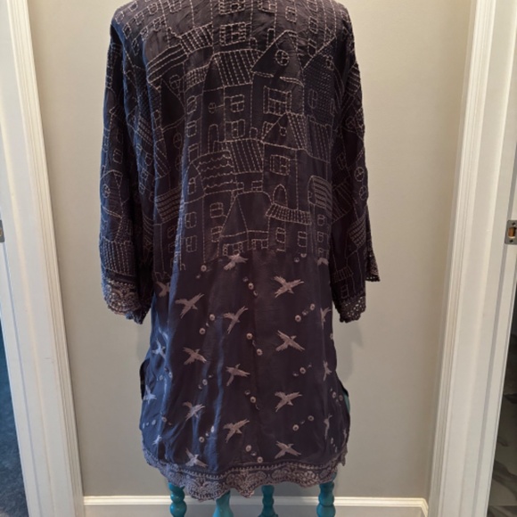 Johnny Was gray embroidered tunic style jacket - Picture 2 of 6